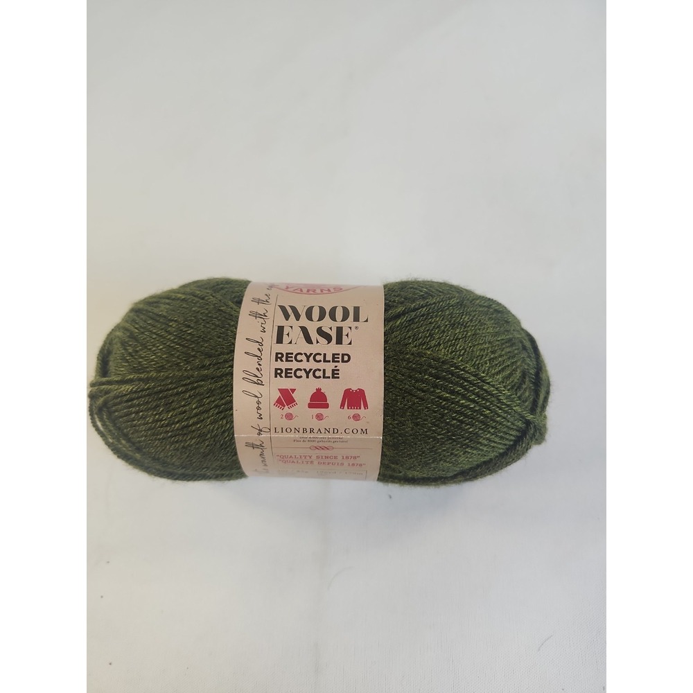 Lion Brand‎ Yarn Wool-Ease Recycled Worsted-Weight 4 Olive 3oz 196 yds